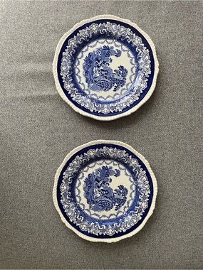 Woods Burslem England Plates - Blue and White Desert Plates - Pair